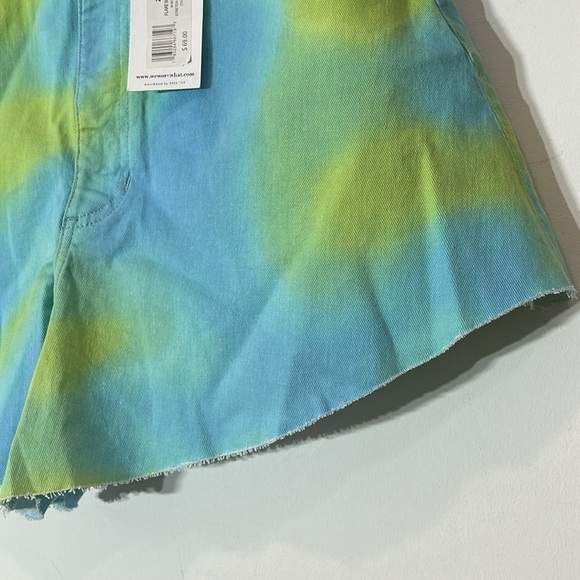 Revolve WeWoreWhat Flare Bell Shorts in Tie Dye Colorful Jean Size 27 Women NWT - Picture 6 of 8